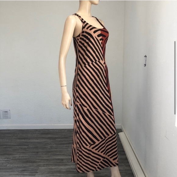 LOFT maxi dress Chevron brown, black& orange - Picture 8 of 13